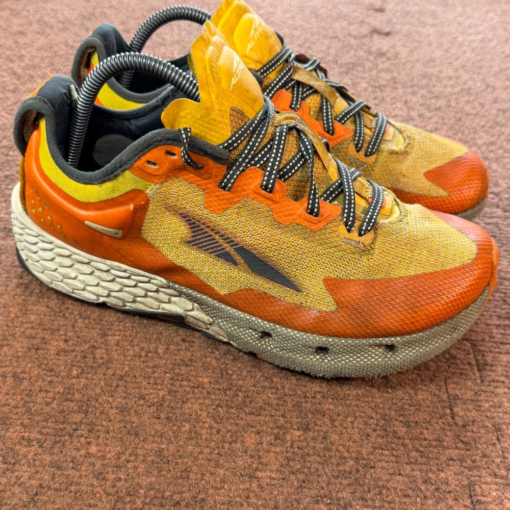 used C- Altra Timp 4 Mens 8.5 gym Orange Yellow Trail Running Shoes AL0A5479-840